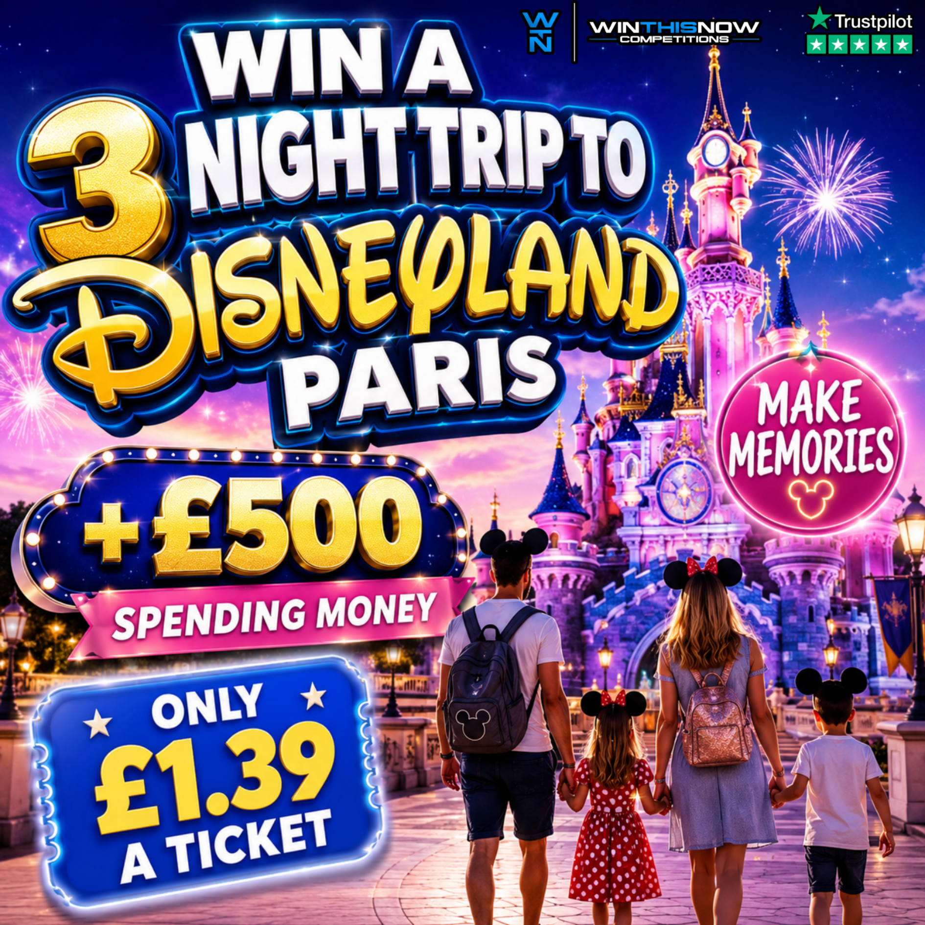 DISNEY LAND PARIS TRIP + £500 SPENDING MONEY