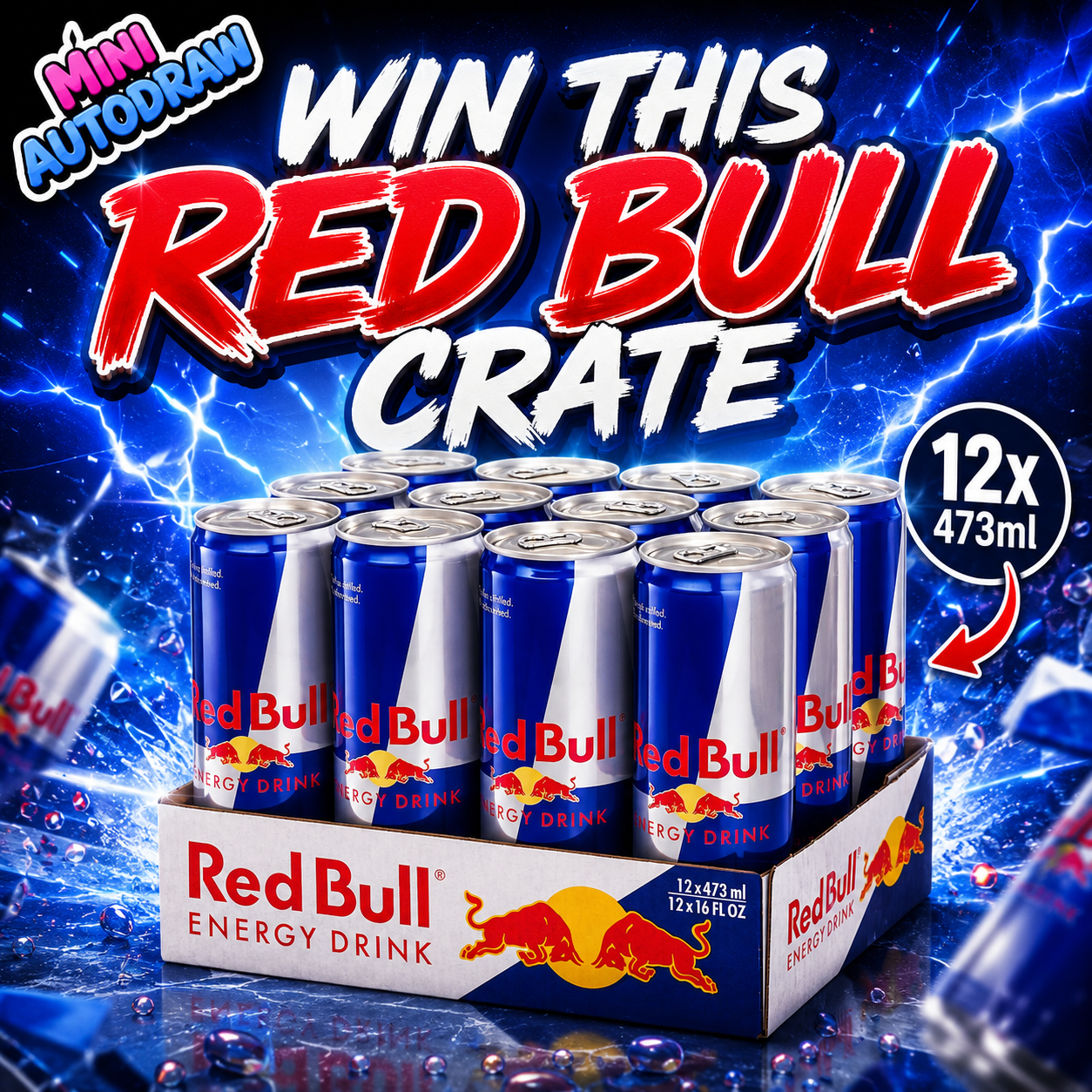 RED BULL PACK OF 12 - 473ML - MINI AUTODRAW