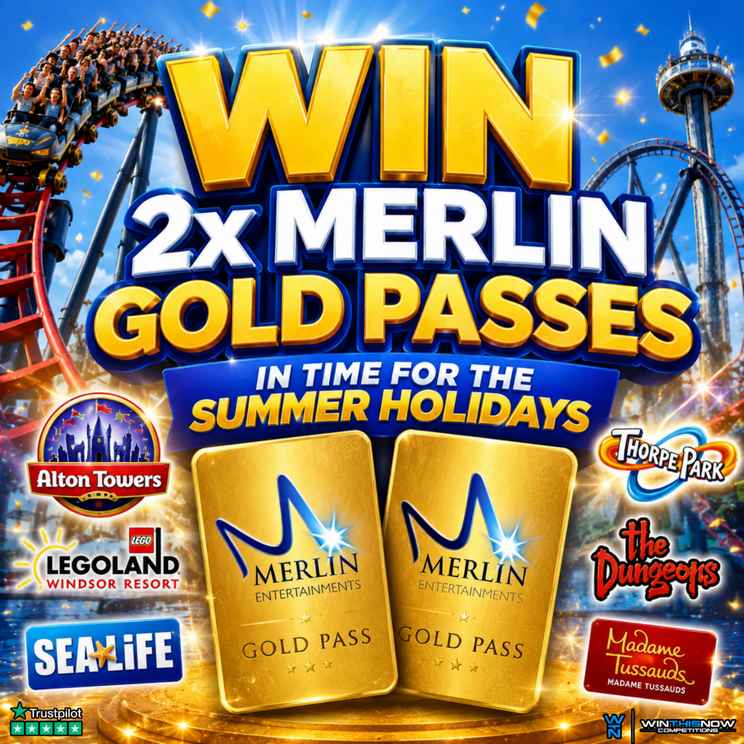 2x GOLD MERLIN PASSES OR £300